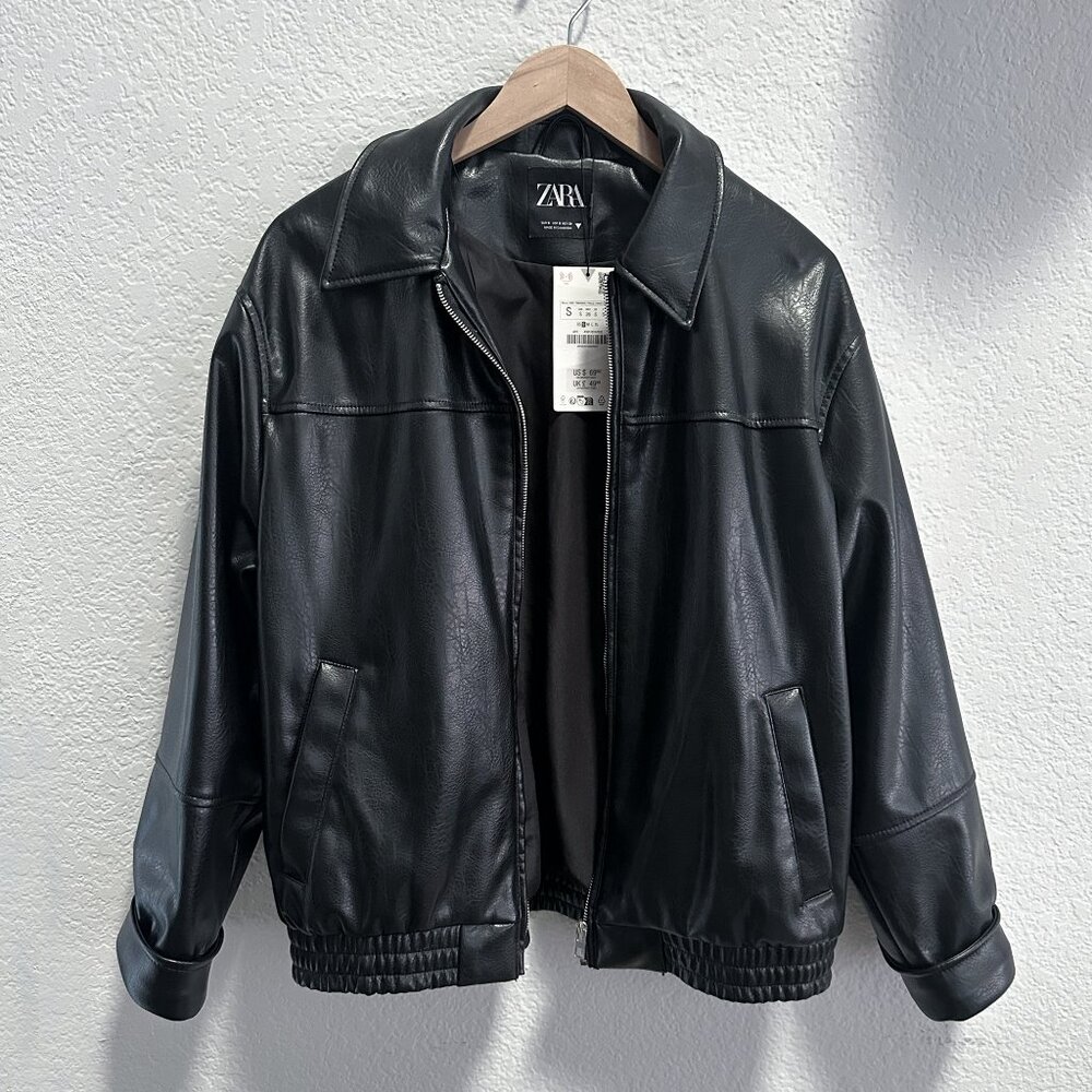 Zara Leather Jacket Black Small NEW WITH TAGS